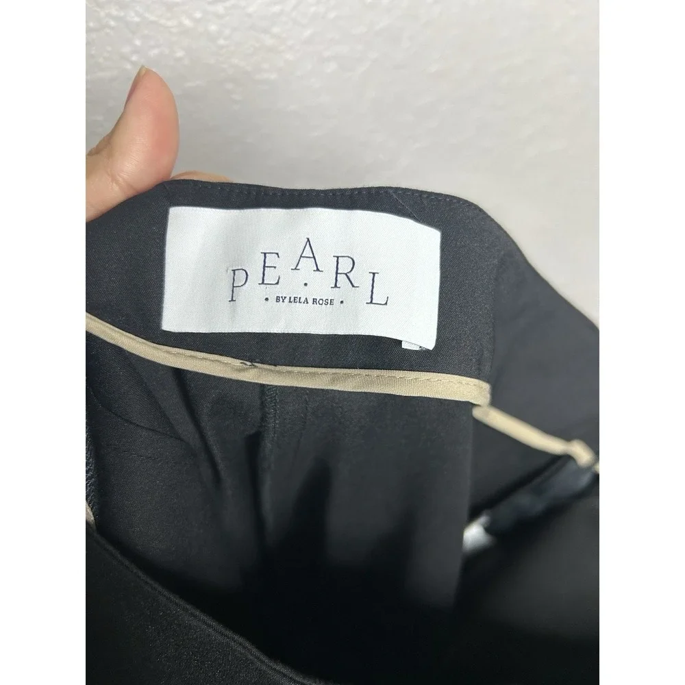 PEARL By Lela Rose Black Side Zip Cropped Office Career Pants Size 12
